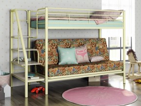 Двухъярусная кровать с диваном Мадлен 3 Слоновая кость-марки в Карталах - kartaly.mebel74.com | фото 1