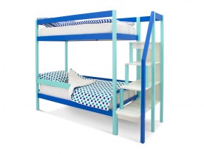 Двухъярусная кровать Svogen с бортиком мятно-синий в Карталах - kartaly.mebel74.com | фото