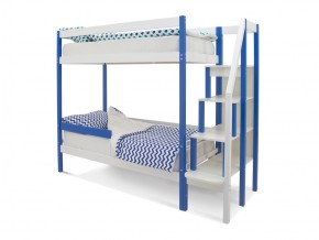 Двухъярусная кровать Svogen с бортиком синий-белый в Карталах - kartaly.mebel74.com | фото 1