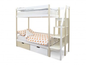 Двухъярусная кровать Svogen с ящиками бежево-белый в Карталах - kartaly.mebel74.com | фото