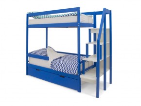 Двухъярусная кровать Svogen с ящиками и бортиком синий в Карталах - kartaly.mebel74.com | фото