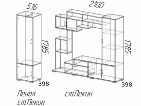 Гостиная Пекин с пеналом Венге-Лоредо в Карталах - kartaly.mebel74.com | фото 3