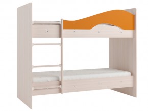 Кровать 2-х ярусная Мая на латофлексах млечный дуб, оранжевая в Карталах - kartaly.mebel74.com | фото