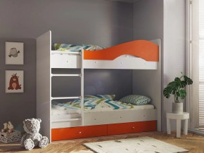 Кровать 2-х ярусная Мая с ящиками на латофлексах белый-оранж в Карталах - kartaly.mebel74.com | фото