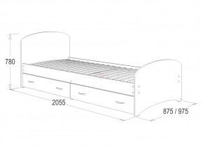 Кровать-6 одинарная с 2-мя ящиками 800*2000 ясень анкор в Карталах - kartaly.mebel74.com | фото 2