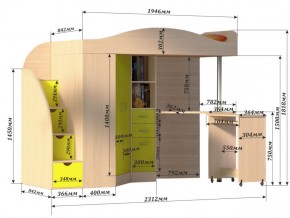 Кровать чердак Юниор 4 Белое дерево-дуб молочный в Карталах - kartaly.mebel74.com | фото 3