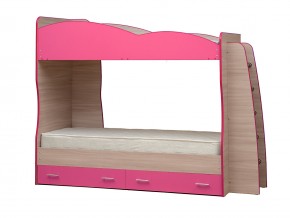 Кровать детская двухъярусная Юниор 1.1 розовая в Карталах - kartaly.mebel74.com | фото