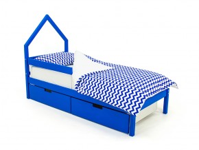 Кровать-домик мини Svogen с ящиками и бортиком синий в Карталах - kartaly.mebel74.com | фото