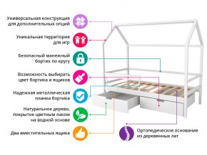 Кровать-домик Svogen с ящиками и бортиком бежевый в Карталах - kartaly.mebel74.com | фото 2