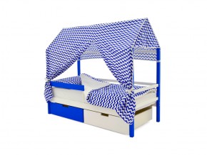 Кровать-домик Svogen с ящиками и бортиком сине-белый в Карталах - kartaly.mebel74.com | фото 4