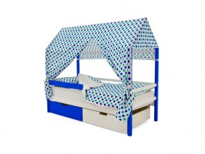 Кровать-домик Svogen с ящиками и бортиком сине-белый в Карталах - kartaly.mebel74.com | фото 5
