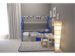 Кровать-домик Svogen с ящиками и бортиком сине-белый в Карталах - kartaly.mebel74.com | фото 6