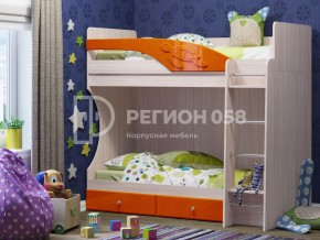 Кровать двухъярусная Бемби МДФ Апельсин металлик в Карталах - kartaly.mebel74.com | фото