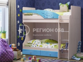 Кровать двухъярусная Бемби МДФ Голубой металлик в Карталах - kartaly.mebel74.com | фото