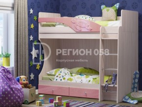 Кровать двухъярусная Бемби МДФ Розовый металлик в Карталах - kartaly.mebel74.com | фото 1