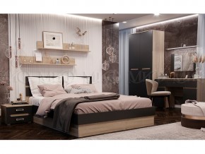 Кровать Ким 1400 с ПМ Ким Графит софт, сонома в Карталах - kartaly.mebel74.com | фото 2