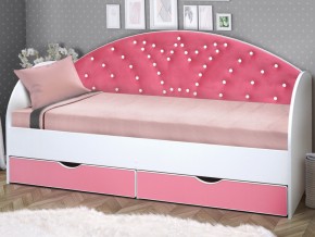 Кровать с продольной мягкой спинкой Корона №1 800х1900 мм розовая в Карталах - kartaly.mebel74.com | фото 1