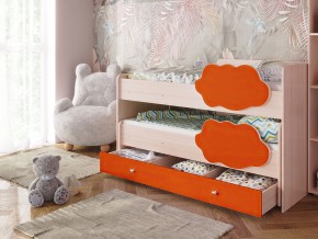 Кровать Соник с ящиком млечный дуб-оранж в Карталах - kartaly.mebel74.com | фото
