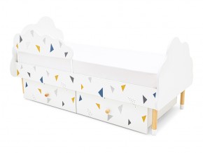 Кровать Stumpa Облако бортик и ящики рисунок Треугольники желтый, синий в Карталах - kartaly.mebel74.com | фото 7