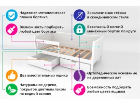 Кровать-тахта мягкая Svogen с ящиками и бортиком бежево-белый в Карталах - kartaly.mebel74.com | фото 3