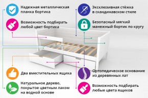 Кровать-тахта Svogen мягкая с ящиками и бортиком с фото белый/динозаврики в Карталах - kartaly.mebel74.com | фото 2