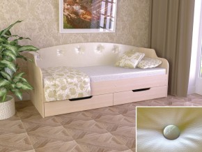 Кровать Юниор Тип 2 дуб молочный-белый перламутр 800х1600 в Карталах - kartaly.mebel74.com | фото