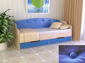 Кровать Юниор Тип 2 дуб молочный/синий 800х1600 в Карталах - kartaly.mebel74.com | фото 1