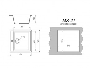 Кухонная мойка MS-21 в Карталах - kartaly.mebel74.com | фото 2