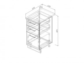 Н3Я 40 Модуль нижний Без Столешницы 3 ящика МН3Я 40 в Карталах - kartaly.mebel74.com | фото