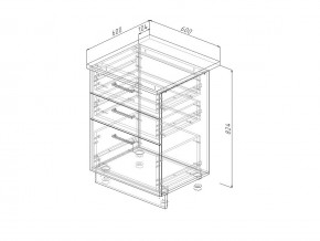 Н3Я 60 Модуль нижний Без Столешницы 3 ящика МН3Я 60 в Карталах - kartaly.mebel74.com | фото