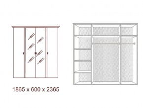 Шкаф 4-х дверный с зеркалами Анита в Карталах - kartaly.mebel74.com | фото 2