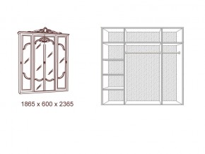 Шкаф 4-х дверный с зеркалами Диана беж в Карталах - kartaly.mebel74.com | фото 2