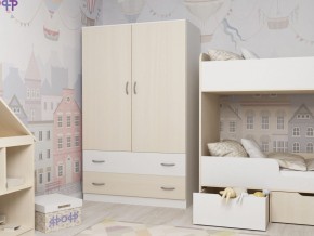 Шкаф двухстворчатый белый-дуб молочный в Карталах - kartaly.mebel74.com | фото