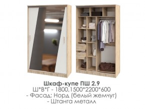 шкаф-купе ПШ-2.9 1500 Норд Белый жемчуг 1500 в Карталах - kartaly.mebel74.com | фото