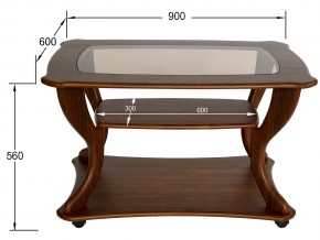 Стол журнальный Маэстро со стеклом СЖС-02 орех в Карталах - kartaly.mebel74.com | фото 2