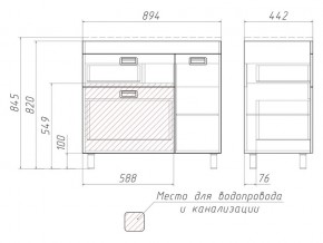 Тумба под умывальник Elen 90 Куб Cube с 2 верхними ящиками В2 в Карталах - kartaly.mebel74.com | фото 3